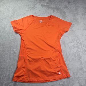 Road Runner Shirt Top Women's Small Orange Short Sleeve Performance Zip Pouch